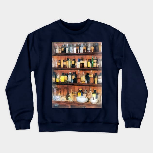 Pharmacists - Mortar Pestles and Medicine Bottles Crewneck Sweatshirt by SusanSavad